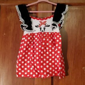 NEW RED, BLACK AND WHITE POKKA DOT COW DRESS